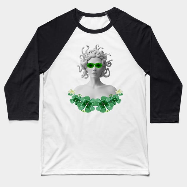 Green Saint Patricks Day Medusa Baseball T-Shirt by Atteestude